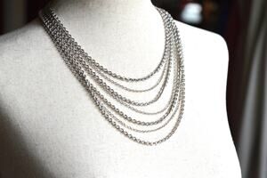 Vintage Avon 1970s Silver Tone Multi Strand Chain Necklace Bracelet Set